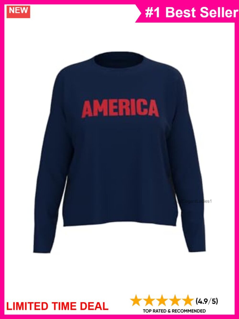 Eagle Boxy Relaxed Fit Crewneck Pullover Knit Sweater